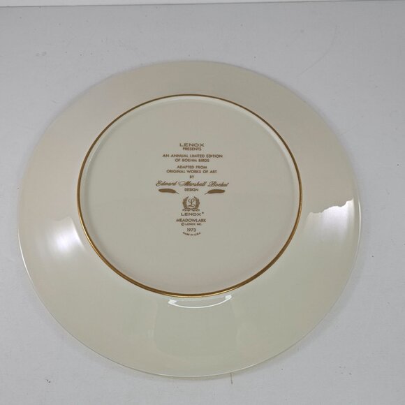Lenox Meadowlark Limited Edition Plate By Edward Marshall Boehm 1973 Made In USA - Picture 3 of 8